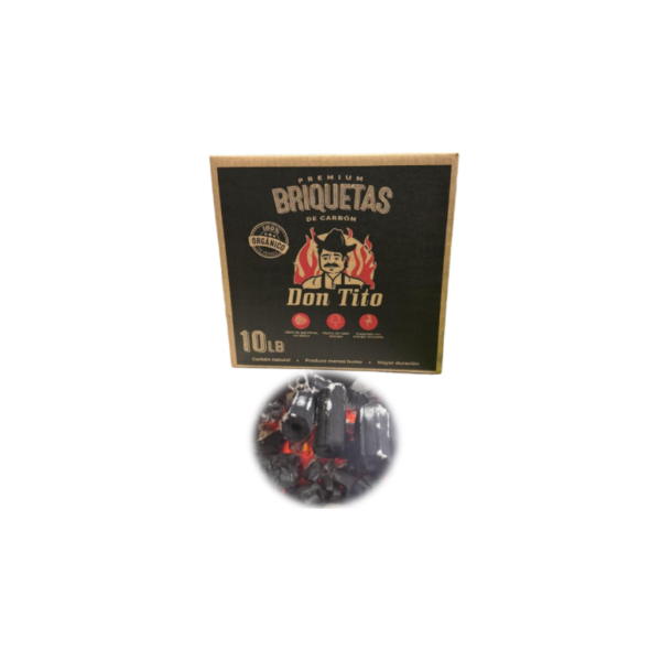 Briquetas de Carbón Extra Grande Don Tito Caja 10 Lb